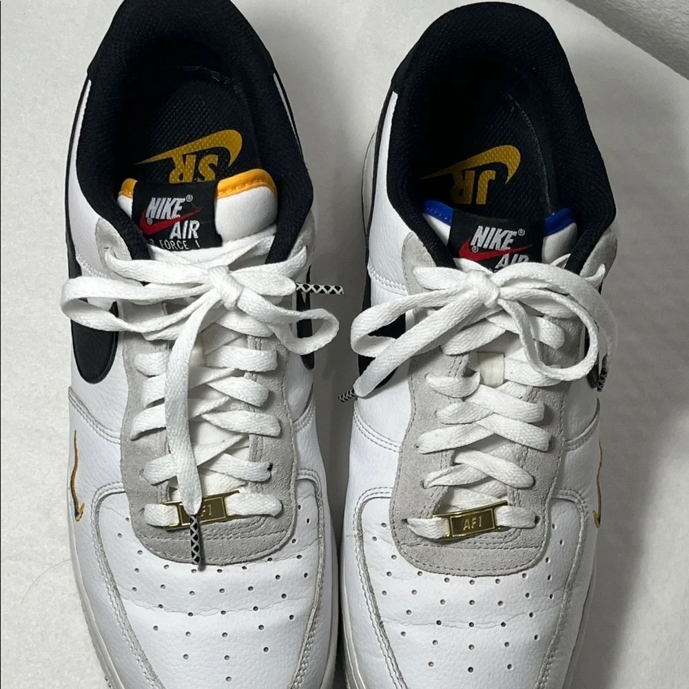 Nike Air Force 1 White and Black with Gold Accents